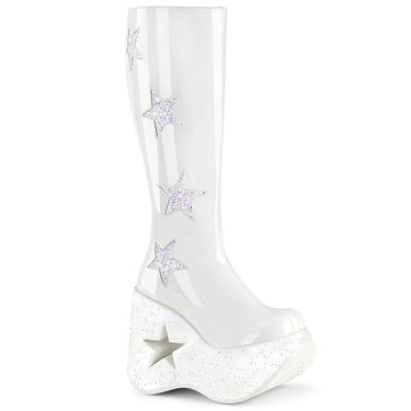 Dynamite-218 Platform Boots - White Patent